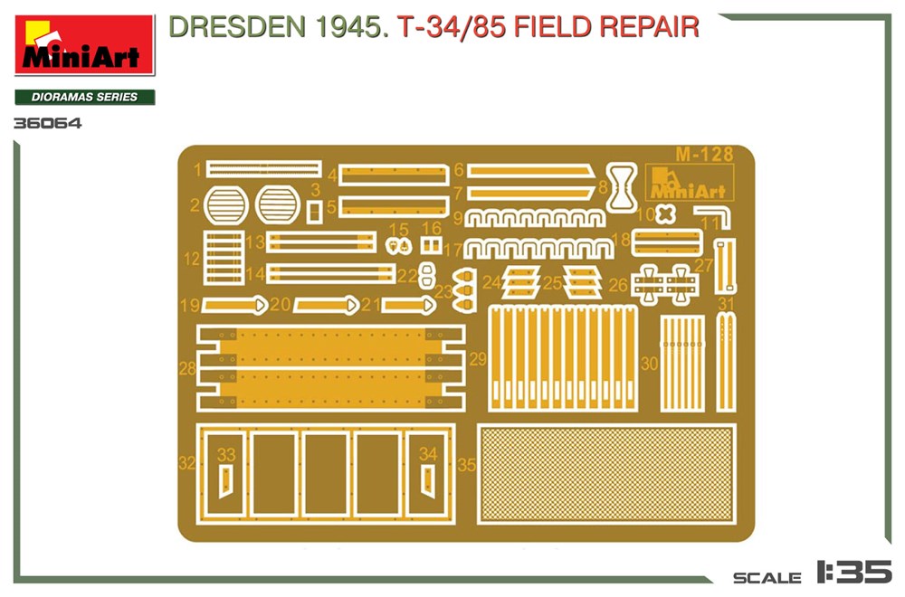 MiniArt 36064 1:35 Dresden 1945. T-34/85 Field Repair. Big Set