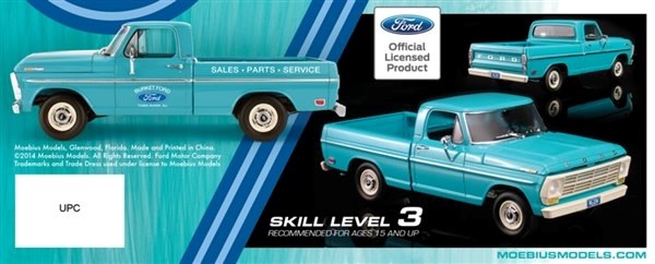 Moebius Models 1227 1:25 1969 Ford F-100 Custom Cab Short Bed