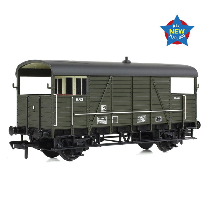 Branchline [OO] 38-918 SE&CR 25T 'Dance Hall' Brake Van BR Departmental Olive Green