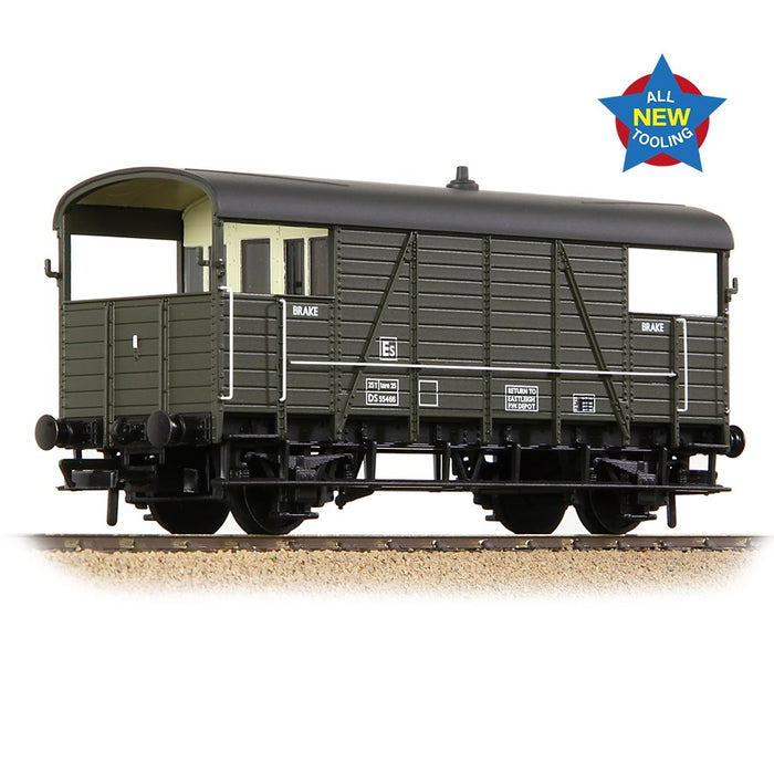 Branchline [OO] 38-918 SE&CR 25T 'Dance Hall' Brake Van BR Departmental Olive Green