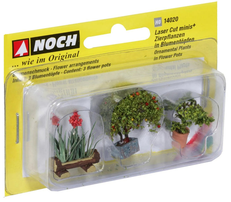 Noch 14020 HO Ornamental Plants In Tubs (3 Flower Pots)