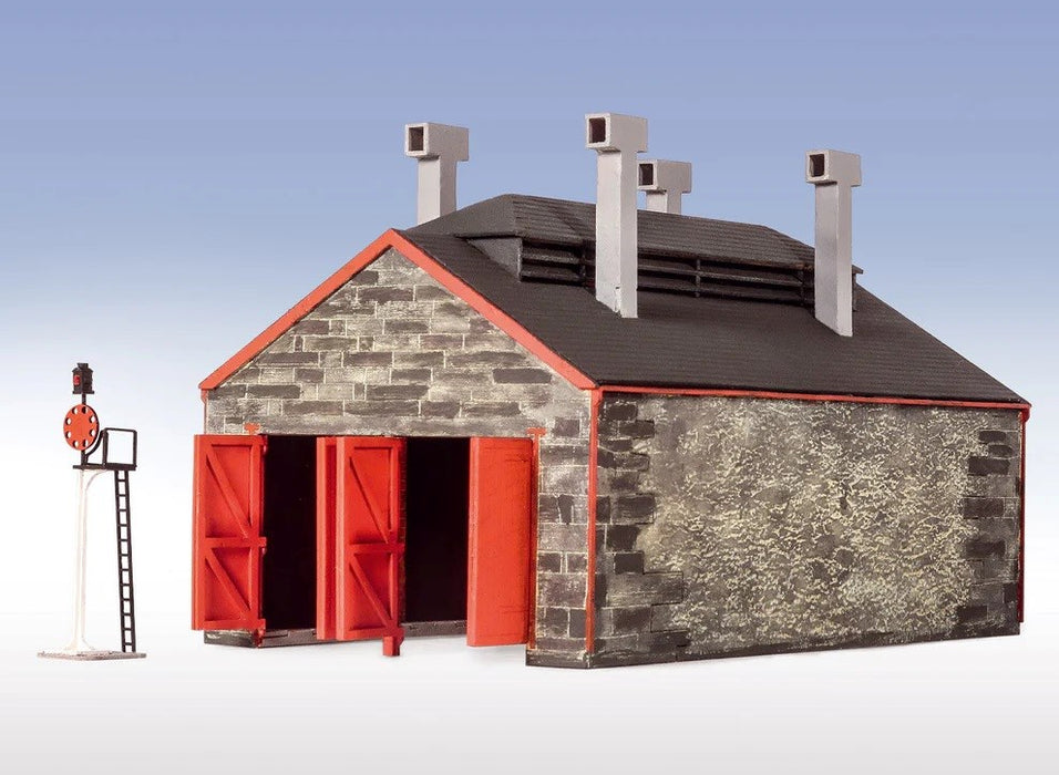 Peco LK-219 OO-9 Stone Two Road Engine Shed (Laser Cut Wood Kit)