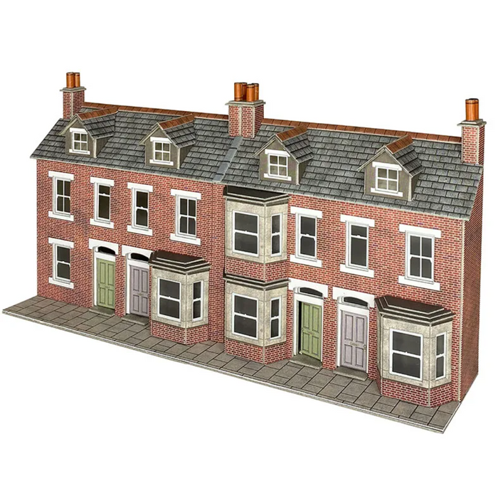 Metcalfe PO302 [OO] Low Relief Terraced House Fronts Kit in Brick (replaces PO274)