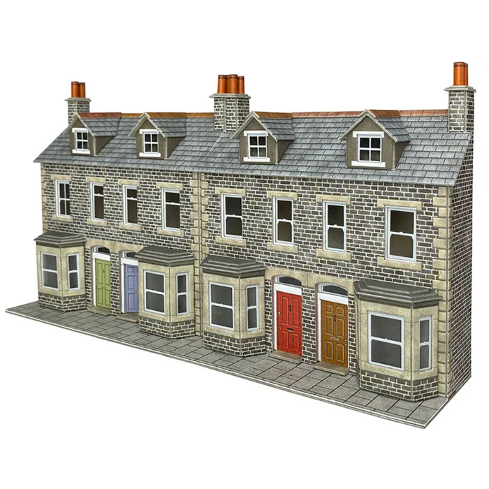 Metcalfe PO303 [OO] Low Relief Terraced House Fronts Kit in Stone (replaces PO275)