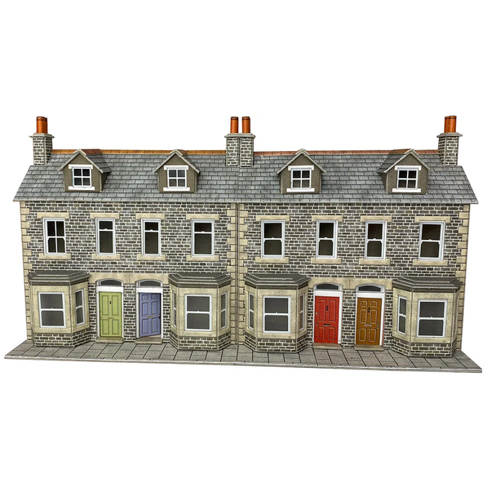 Metcalfe PO303 [OO] Low Relief Terraced House Fronts Kit in Stone (replaces PO275)