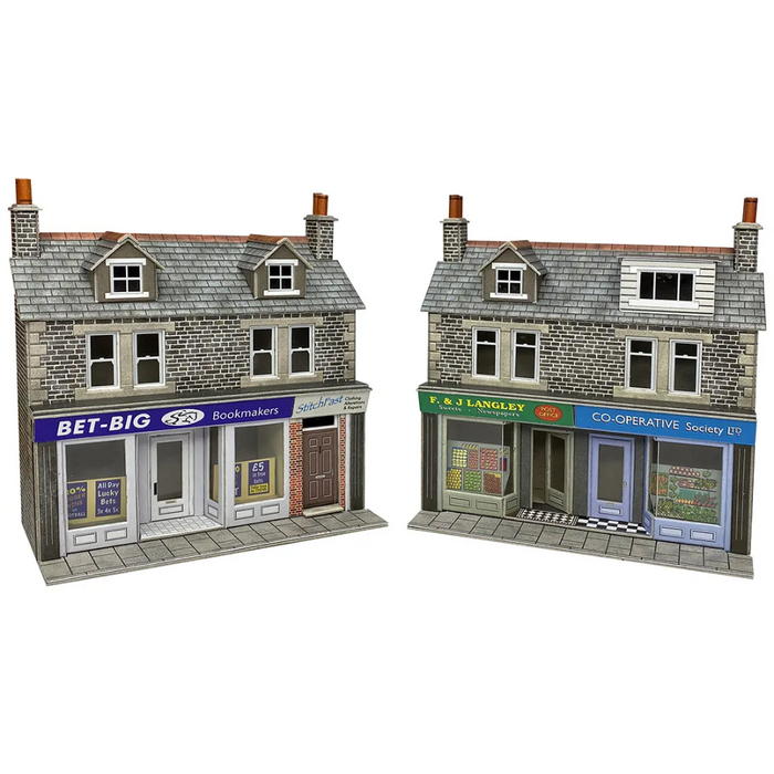 Metcalfe PO307 [OO] Low Relief Shop Fronts Kit in Stone (replaces PO273)