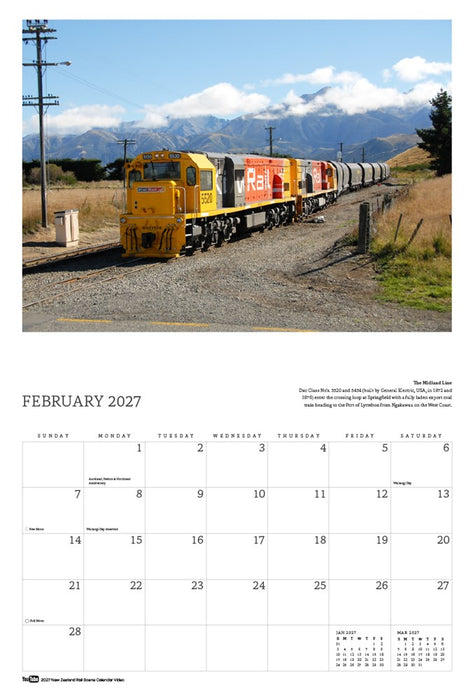 2027 New Zealand Rail Scene Calendar
