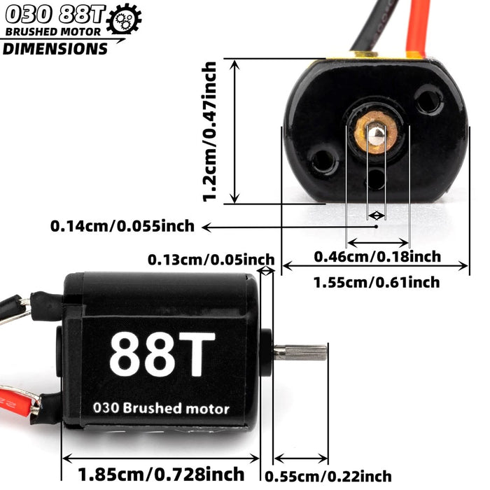RCP 030-88T 1:24 Brushed Motor - 030 88T (Replacement for Standard Axial SCX24 Motor)