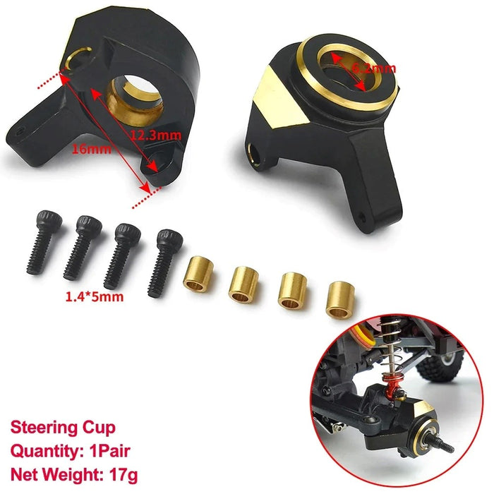 RCP 8857AB SCX24 Brass Steering Knuckle - One pair (17g - Black)