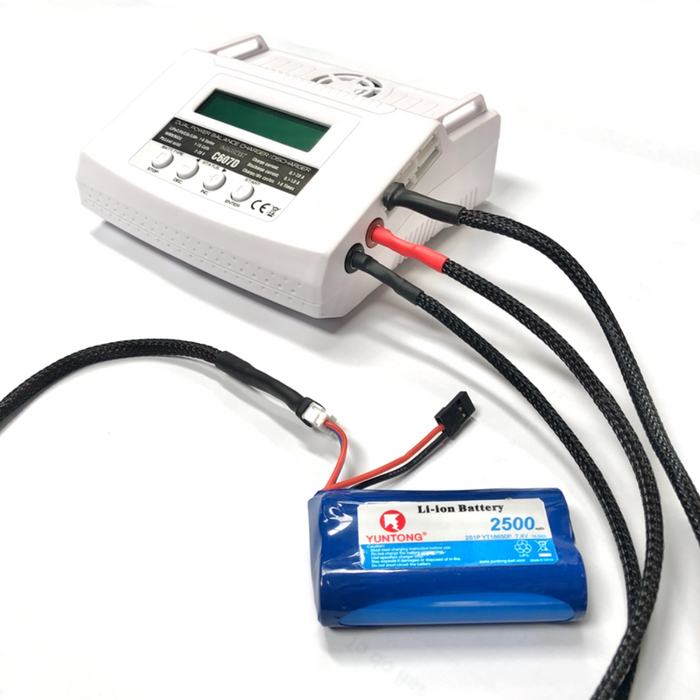 RC Pro 2S Lipo/Life Receiver Pack & SCX24 Charge Lead via XH Balance Port with 4mm Bullets