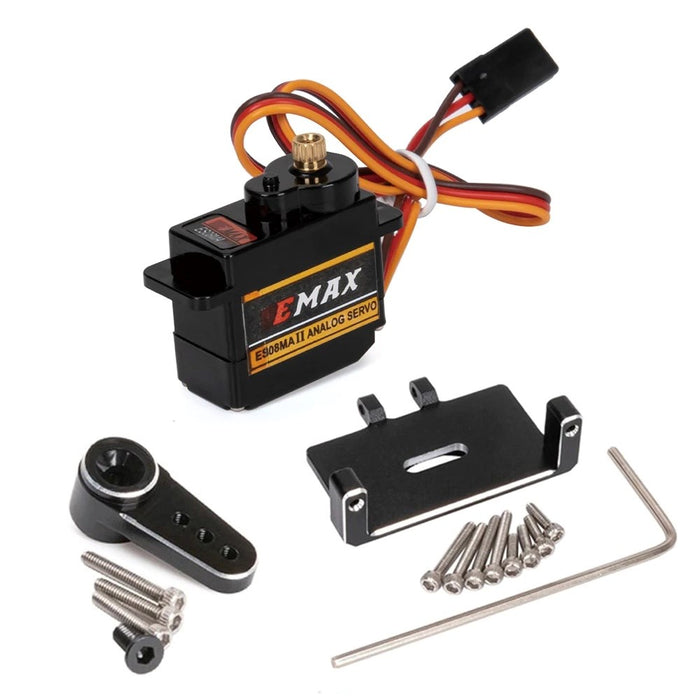 RCP ES08MA-II EMax ES08MA II 12g Analog Metal Gear Servo for Axial SCX24 - Includes Servo Arm & Mount (Black)