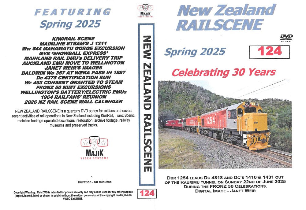 New Zealand Railscene DVD 124 - Spring 2025 - Celebrating 30 Years