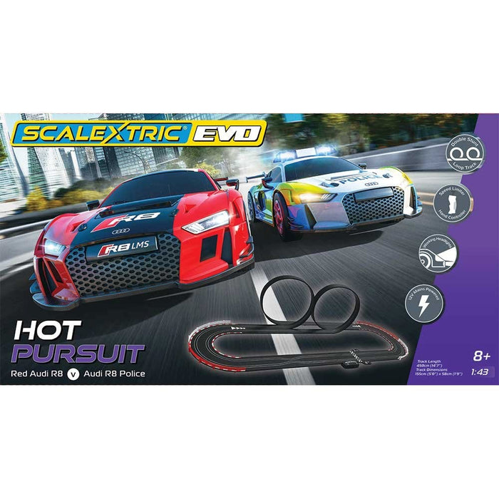 Scalextric EVO F1009SF 1:43 Hot Pursuit Mains Operated Slot Car Set (450cm)