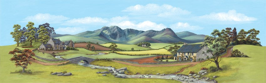 Peco SK-44 Country with River Backscene (Medium 173mm x 559mm)