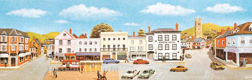 Peco SK-49 Market Town Centre Backscene (Medium 173mm x 559mm)
