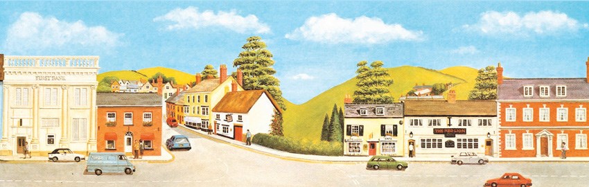 Peco SK-50 Market Town Extensions Backscene (Medium 173mm x 559mm)