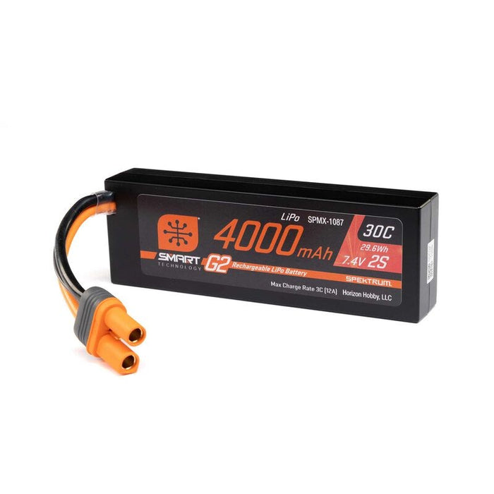 Spektrum SPMX-1087 4000mAh 2S 7.4v 30C Smart LiPo Battery G2 Hard Case: IC5