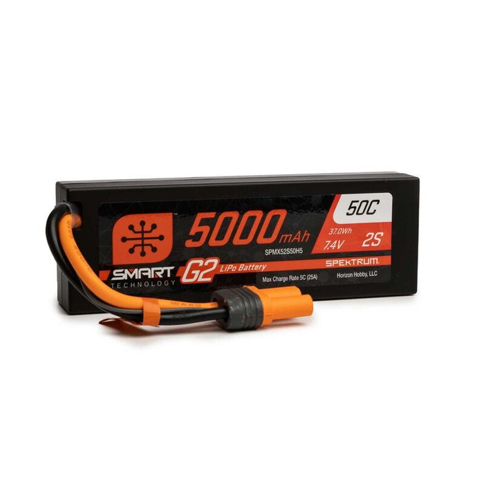 Spektrum SPMX52S50H5 5000mAh 7.4v 2S 50C Smart G2 Hardcase LiPo Battery: IC5 - Fits Promoto MX