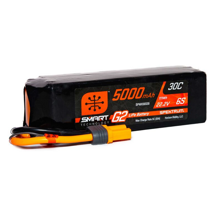 Spektrum 22.2V 5000mAh 6S 30C Smart G2 LiPo Battery with IC5 Connector - Soft Case