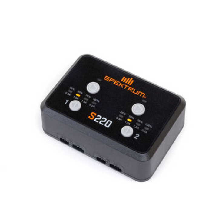 Spektrum S220 AC 2x20W Balance Charger 2-3S 0.5A/1A/1.5A/2.2A