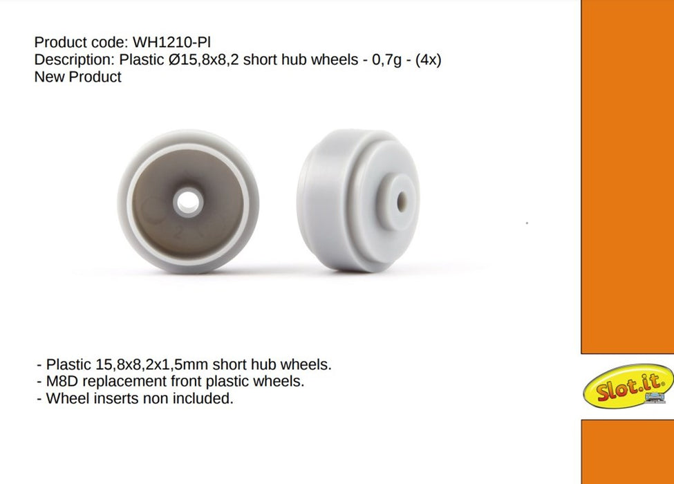 Slot.it W15808215P Plastic Wheels 15.8x8.2x1.5mm 0.7g (4x) - ex WH1210-Pl