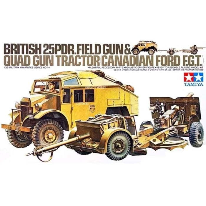 Tamiya 35044 1:35 British 25PDR Field Gun With Quad Gun Tractor