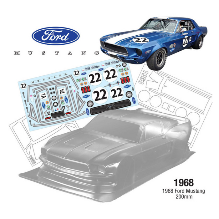 Team C 1/10 1968 Ford Mustang Fastback Body - 200mm Wide, 258mm WB