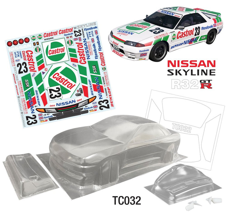 Team C 1/10 Nissan Skyline R32 GTR Body with Castrol Decal Sheet - 190mm Wide