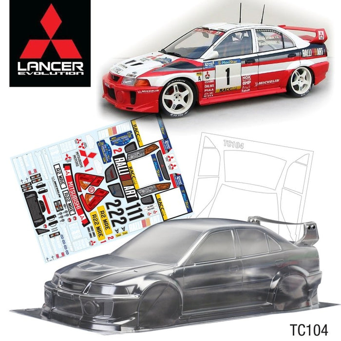 Team C 1/10 Mitsubishi Lancer Evolution V WRC with Ralliart Decal Sheet - 190mm Wide
