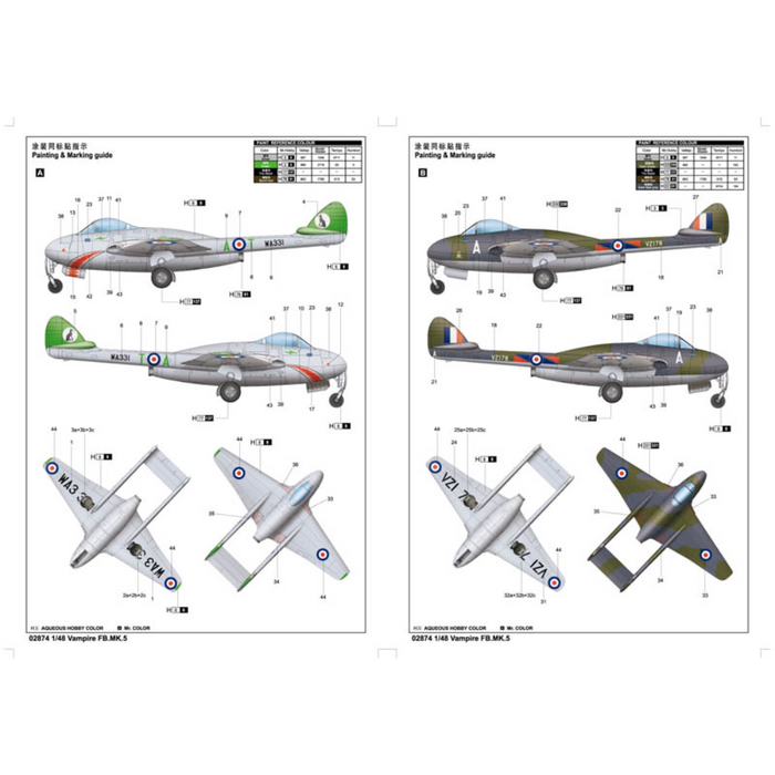 Trumpeter 02874 1:48 Vampire FB.MK.5