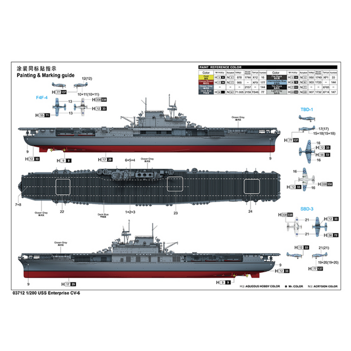 Trumpeter 03712 1:200 USS Enterprise CV-6