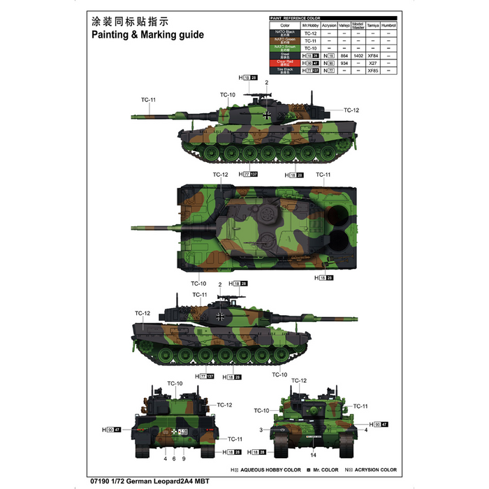Trumpeter 07190 1:72 German Leopard2A4 MBT