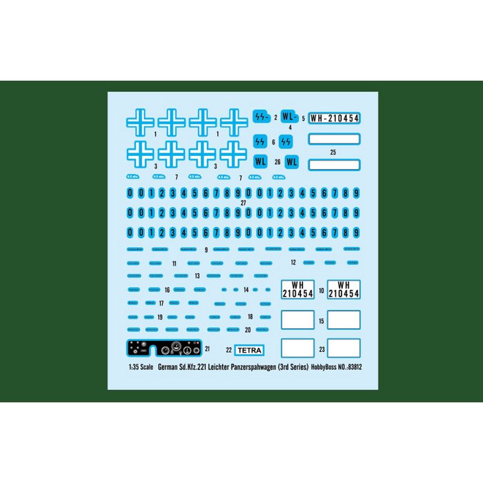 Hobby Boss 83812 1:35 German Sd.Kfz.221 Leichter Panzerspahwagen (3rd Series)