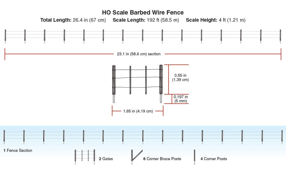 Woodland Scenics A2980 HO Barbed Wire Fence