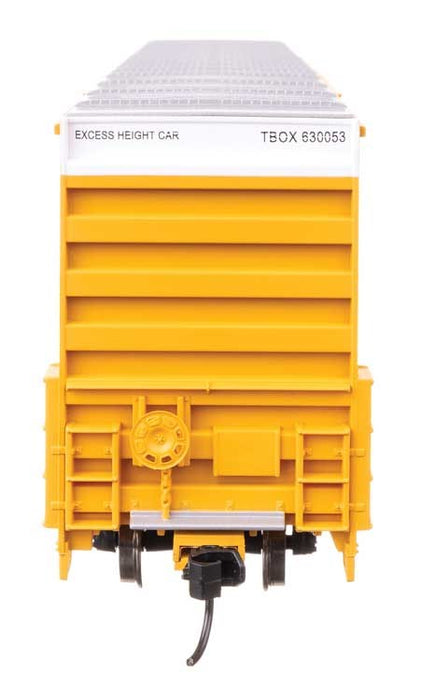 Walthers Mainline 910-3117 HO 60' High Cube Plate F Horizontal Post Boxcar - Ready to Run -- TTX TBOX #630053 (yellow, black, High Lettering)