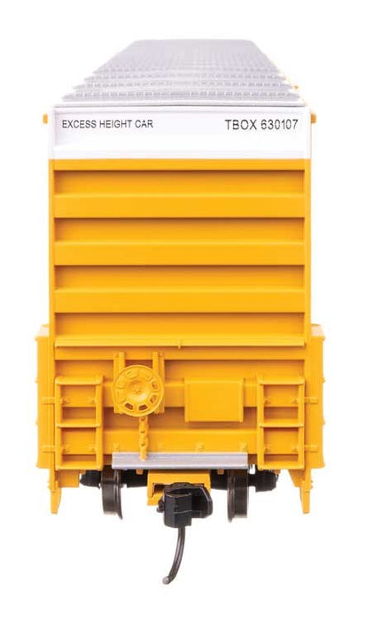 Walthers Mainline 910-3118 HO 60' High Cube Plate F Horizontal Post Boxcar - Ready to Run -- TTX TBOX #630107 (yellow, black, High Lettering)
