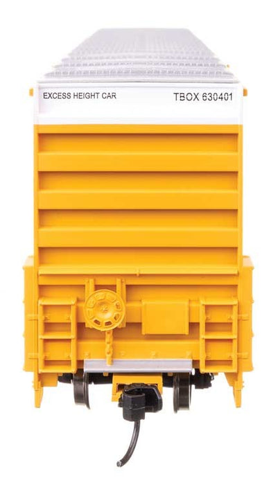 Walthers Mainline 910-3120 HO 60' High Cube Plate F Horizontal Post Boxcar - Ready to Run -- TTX TBOX #630401 (yellow, black, High Lettering)