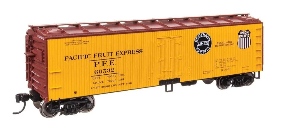 Walthers Mainline 910-41322 HO 40' Wood Reefer with Steel ends - Ready to Run -- Pacific Fruit Express #66532