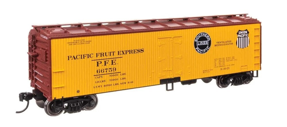Walthers Mainline 910-41323 HO 40' Wood Reefer with Steel ends - Ready to Run -- Pacific Fruit Express #66759