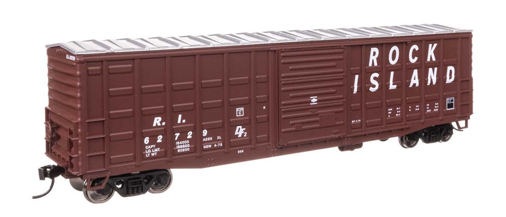 Walthers Mainline 910-46717 HO 50' Waffle Side Boxcar - Ready To Run -- Rock Island #62729 (Pullman-Standard Door)
