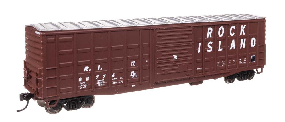 Walthers Mainline 910-46718 HO 50' Waffle Side Boxcar - Ready To Run -- Rock Island #62774 (Pullman-Standard Door)
