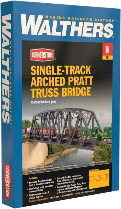 Walthers Cornerstone 933-3870 N Single-Track Arched Pratt Truss Bridge -- Kit - 35.7 x 5 x 8.8cm