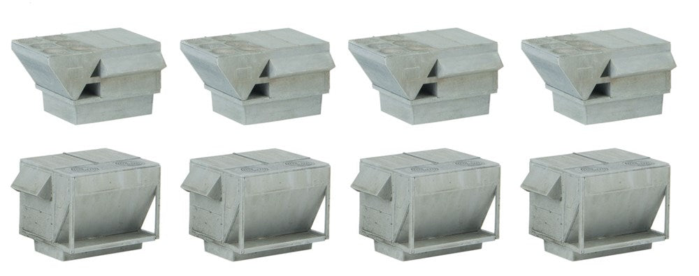 Walthers Cornerstone 933-4077 HO HVAC Units -- Kit - 4 Each of 2 Styles of Rooftop Air Conditioners