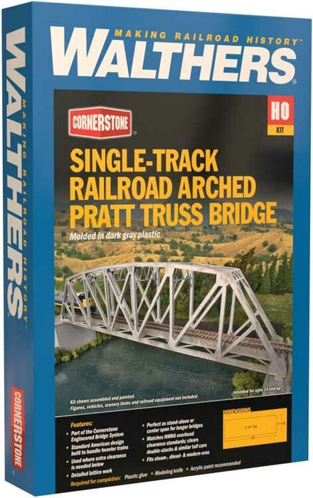 Walthers Cornerstone 933-4521 HO Arched Pratt Truss Railroad Bridge Kit - Single-Track