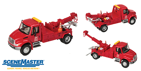 Walthers SceneMaster 949-11531 HO International(R) 4300 Tow Truck - Assembled -- Red
