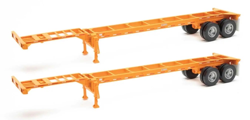 Walthers SceneMaster 949-4552 HO 40' Container Chassis (2-pack) - Orange