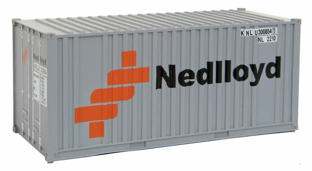 Walthers SceneMaster 949-8005 HO 20' Corrugated Container with Flat Panel - Ned-Lloyd (gray, orange, black)