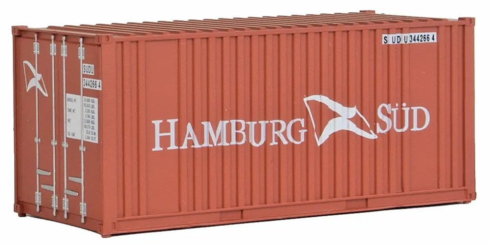 Walthers SceneMaster 949-8006 HO 20' Corrugated Container with Flat Panel - Hamburg Sud