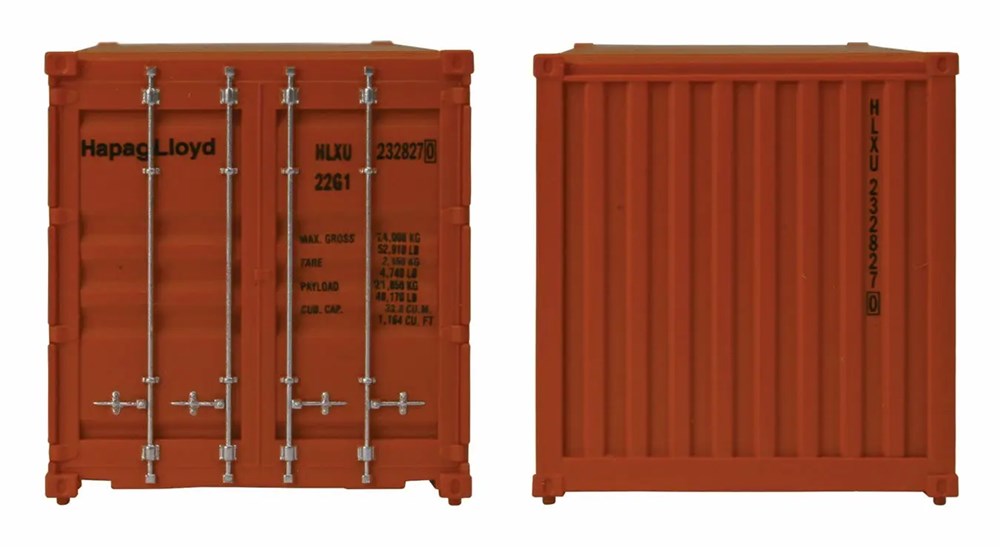 Walthers SceneMaster 949-8055 HO 20' Corrugated Container - Hapag-Lloyd (orange, blue)