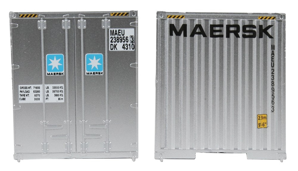 Walthers SceneMaster 949-8201 HO 40' Hi Cube Corrugated Container w/Flat Roof - Assembled -- Maersk